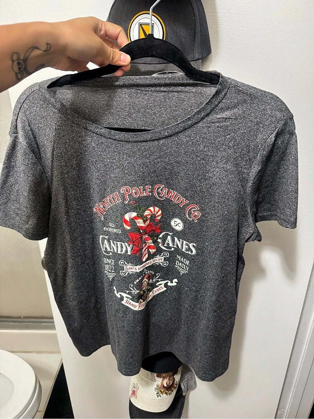 North Pole Candy Co. Graphic Short Sleeve Tee in Gray women